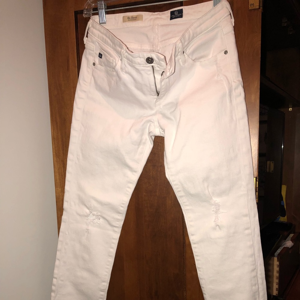 AG White Stevie Slim Straight Jeans Size 28R